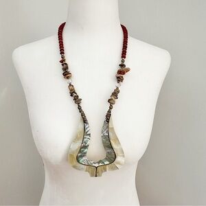 Total Stunner Vintage Abalone and Stone Necklace